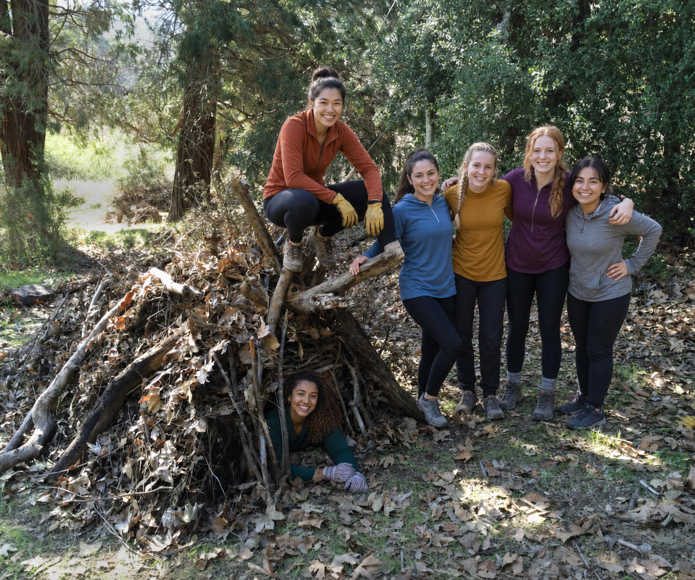 A team-built debris shelter